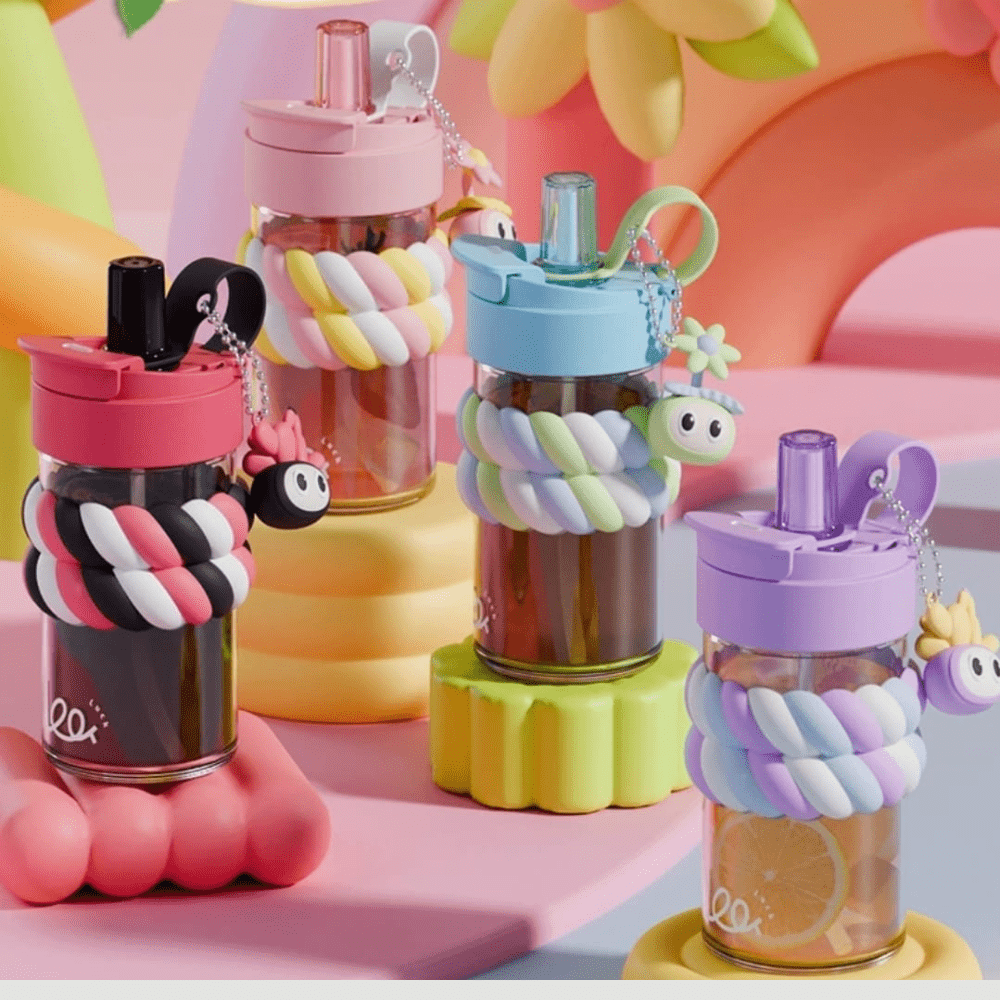 Cute 3D Motif Glass Sipper
