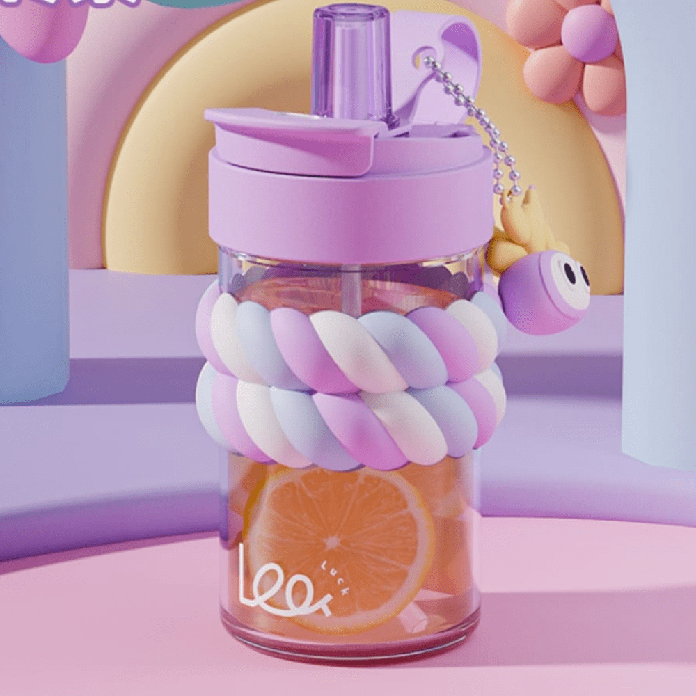 Cute 3D Motif Glass Sipper