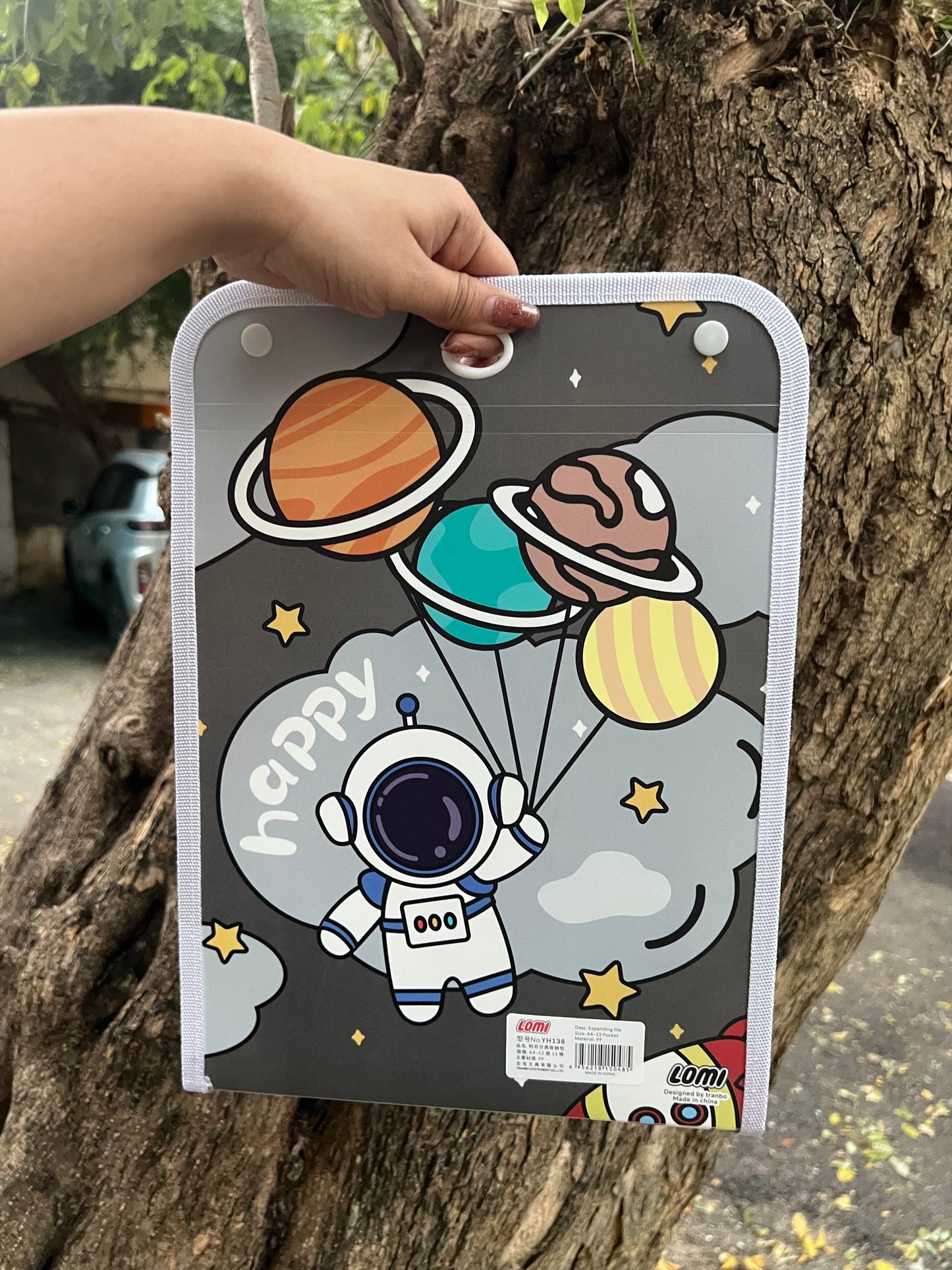 Space-Themed A4 File Folder with Button Lock & Handle