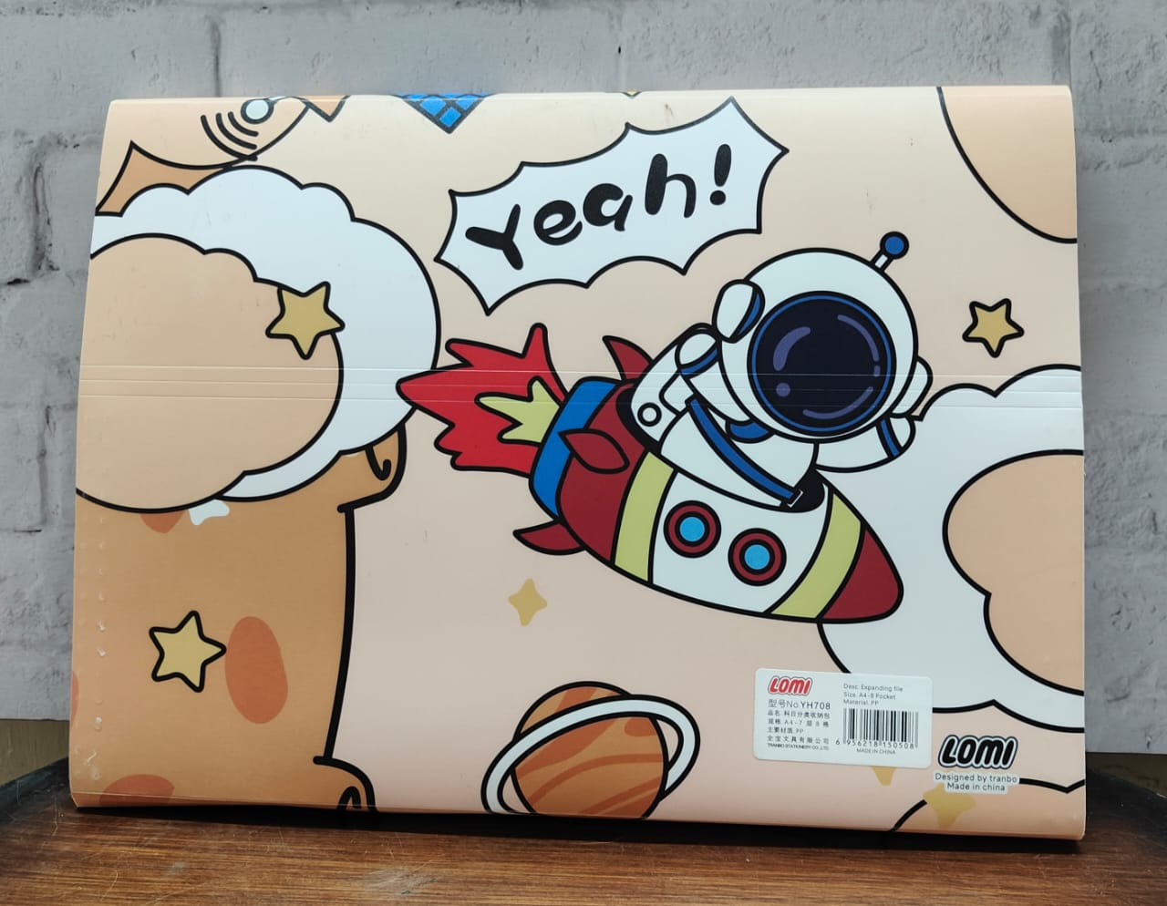 Space-Themed A4 File Folder with Button Lock & Handle