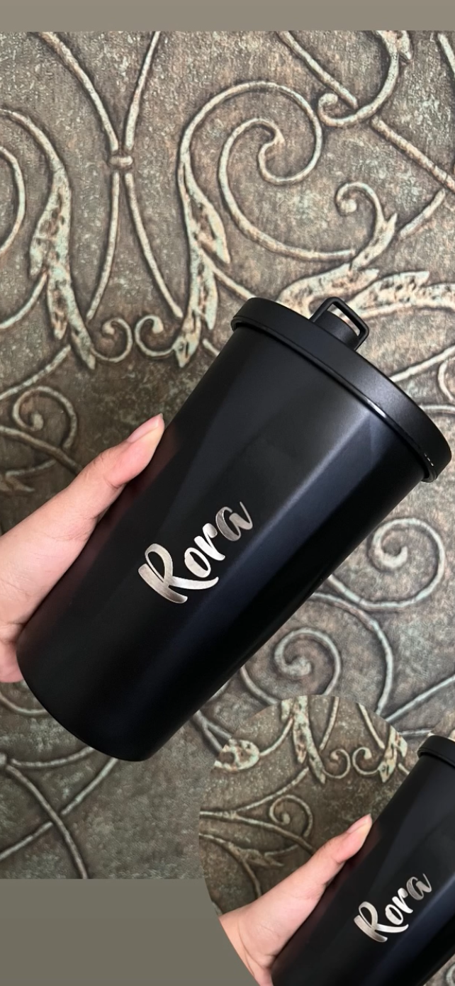 Premium 600ml Stainless Steel Matte Sipper Tumbler Flask with Straw & Cap | Free 5 Stickers