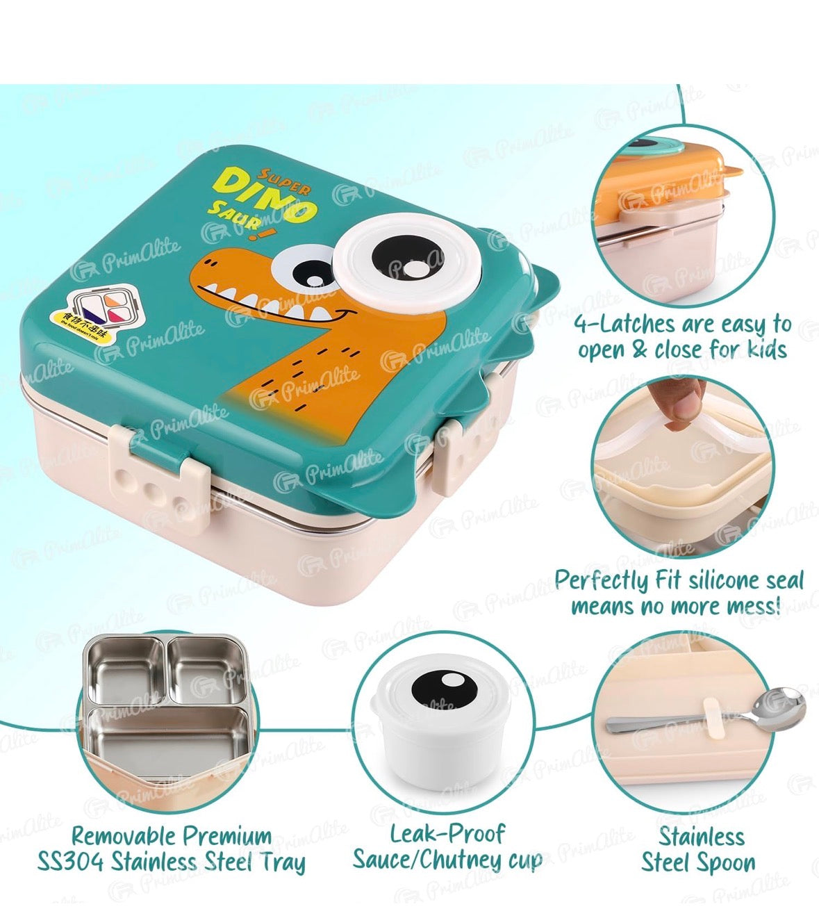 KIDS STAINLESS STEEL BENTO LUNCH BOX 1100ML