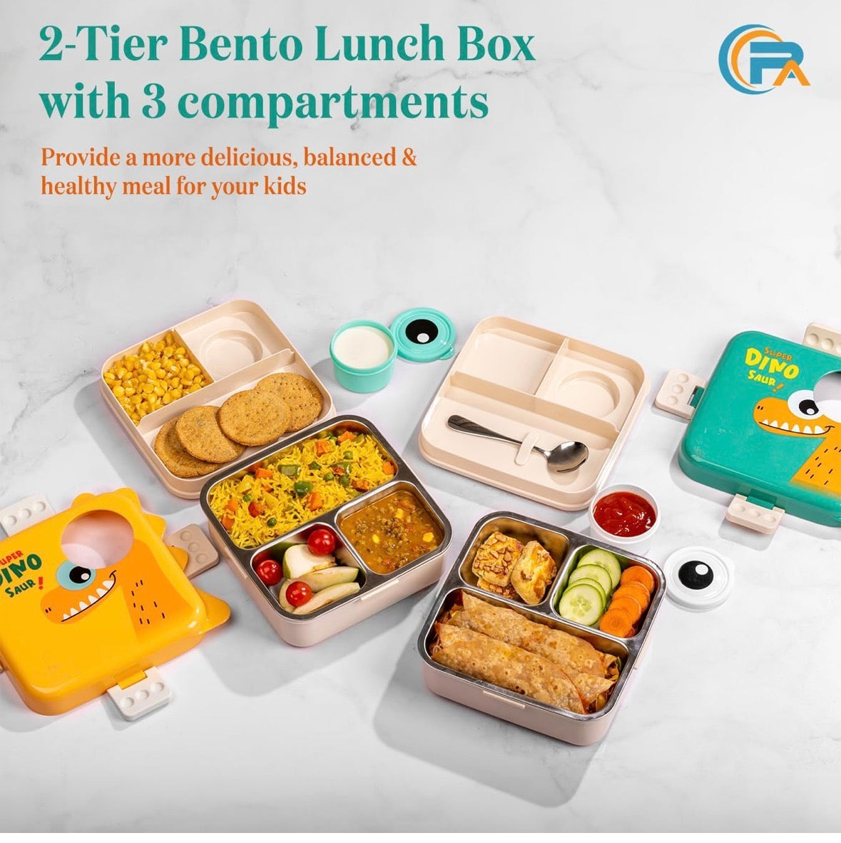 KIDS STAINLESS STEEL BENTO LUNCH BOX 1100ML