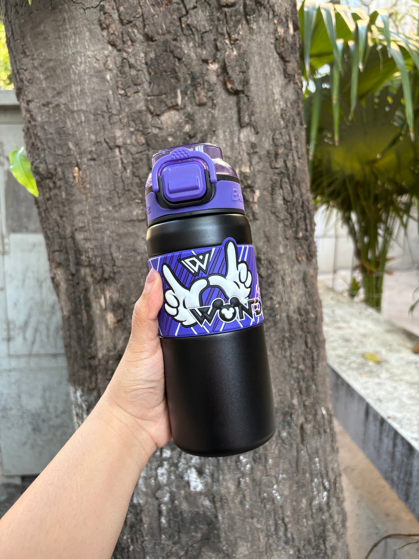 600ml Disney Themed Insulated Water Bottle for Kids –  with Protective Silicone Character Sleeve