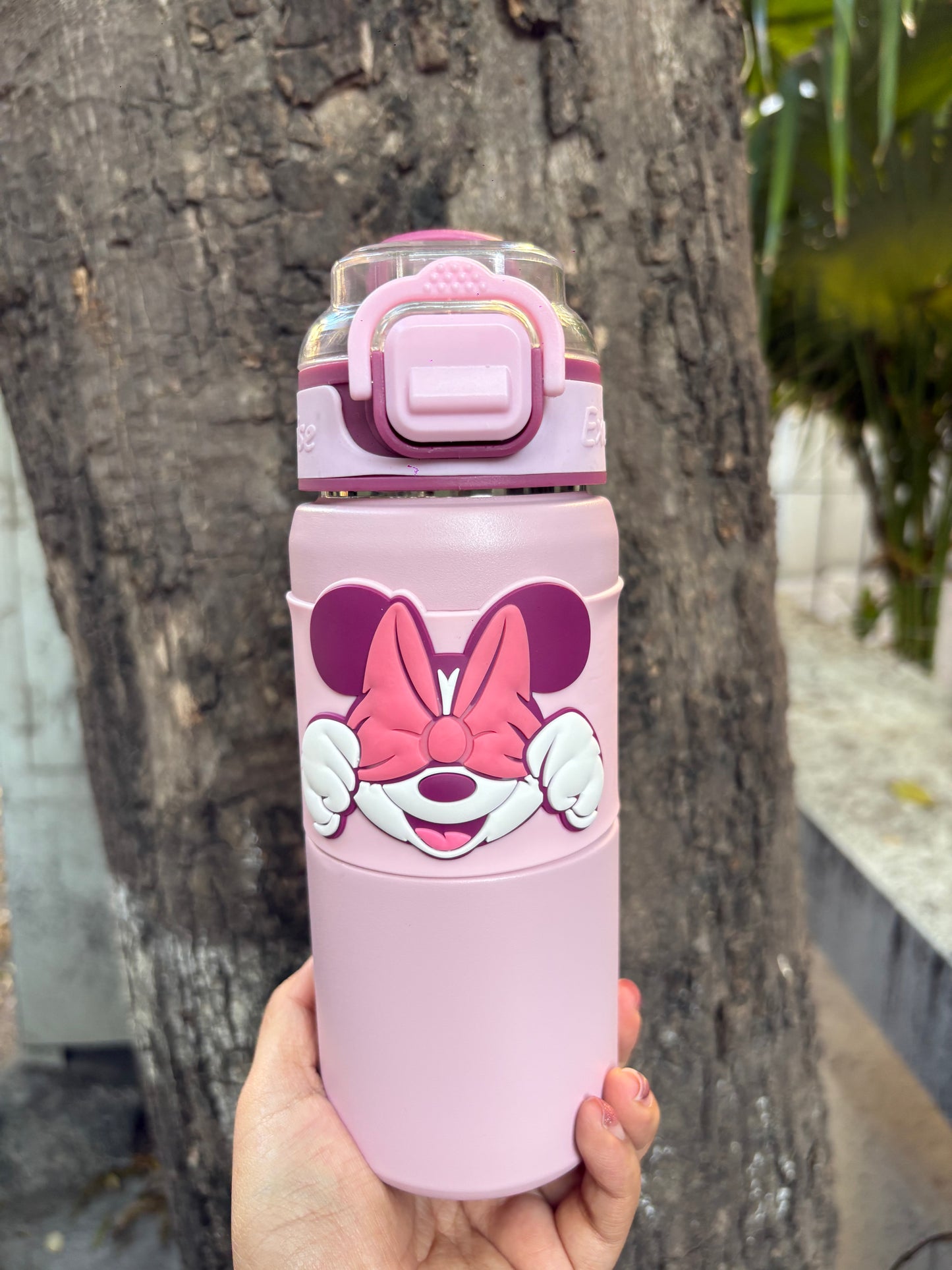 600ml Disney Themed Insulated Water Bottle for Kids –  with Protective Silicone Character Sleeve
